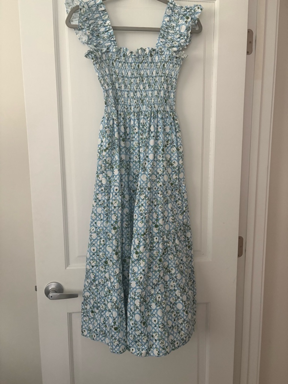 Hill House Ellie Nap Dress Size S Blue Basketweave Vine - Picture 2 of 5